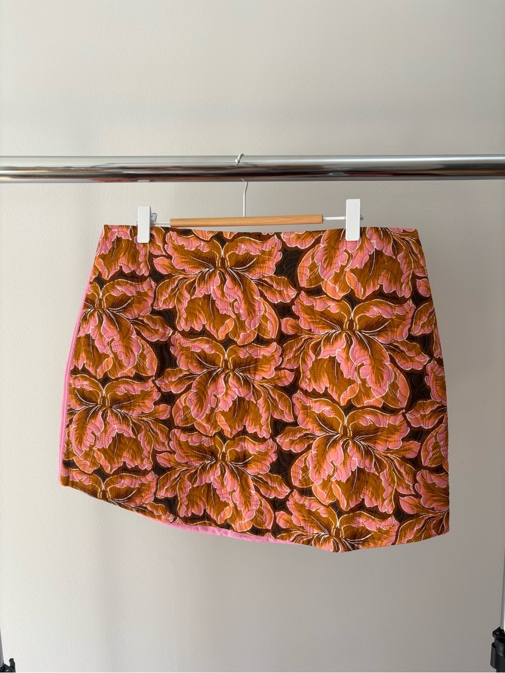 Piper Floral Pink and Brown Quilted Mini Skirt